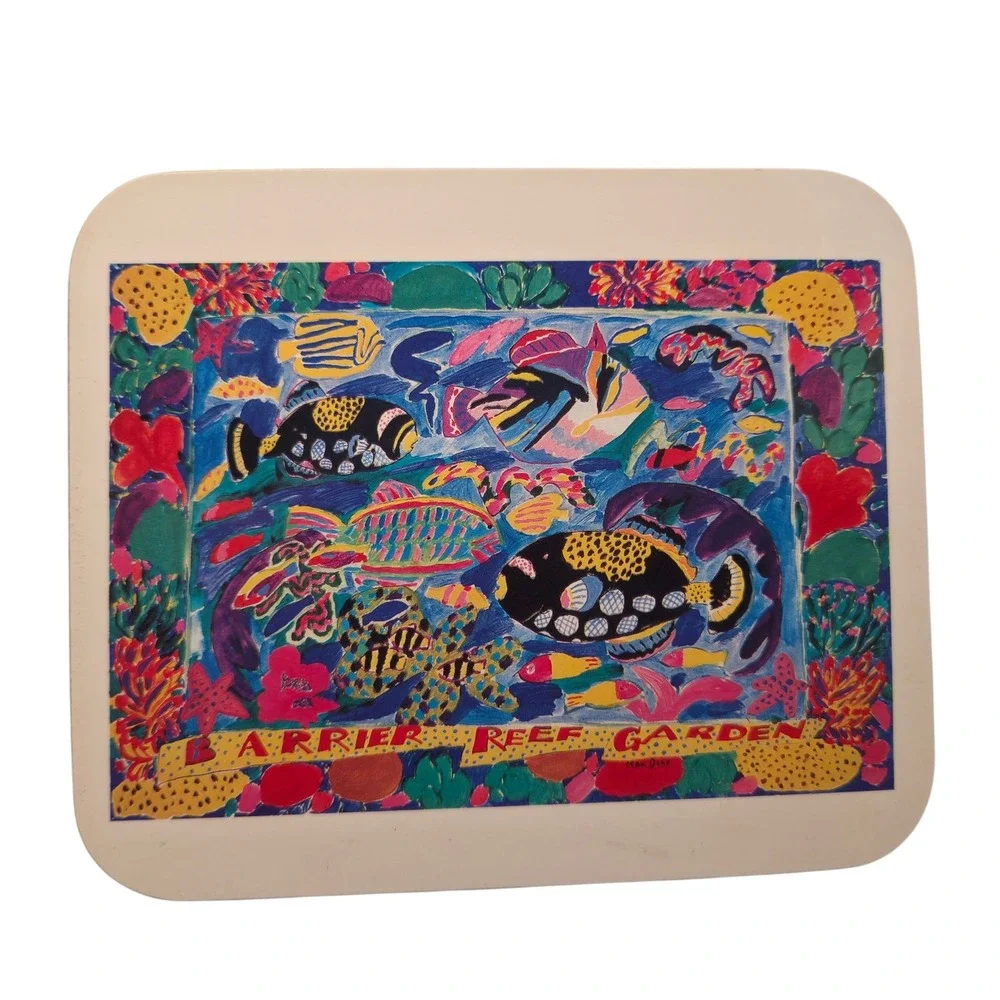 Ken Done Barrier Reef Garden Tropical Fish Art Coaster Vibrant Color Kitchen Bar
